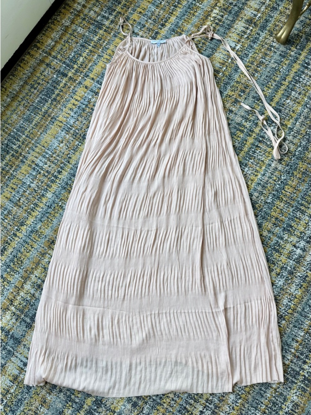 Current Air Los Angeles Blush Pink Pleated Maxi Dress